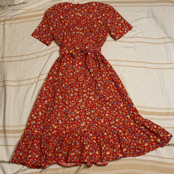 Vintage Sears Floral 100% Cotton Midi Dress Size 10 - Picture 4 of 11